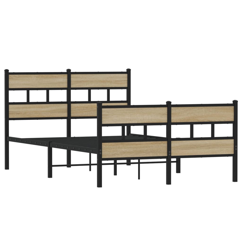 Sonoma Oak Metal Bed Frame 120x200 cm - No Mattress Included