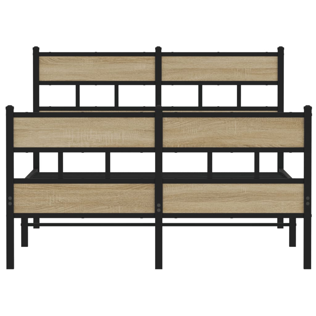 Sonoma Oak Metal Bed Frame 120x200 cm - No Mattress Included