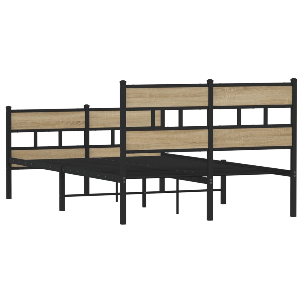 Sonoma Oak Metal Bed Frame 120x200 cm - No Mattress Included