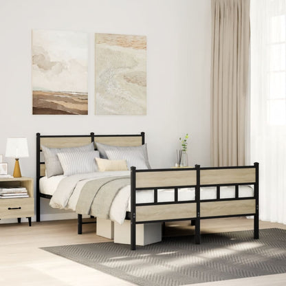 Sonoma Oak Metal Bed Frame 120x200 cm - No Mattress Included