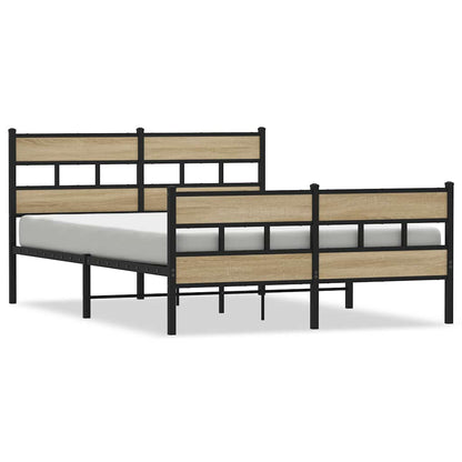 Sonoma Oak Metal Bed Frame 140x190 cm - Modern & Durable Design