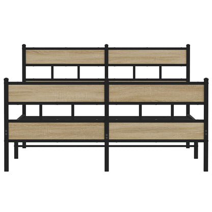 Sonoma Oak Metal Bed Frame 140x190 cm - Modern & Durable Design