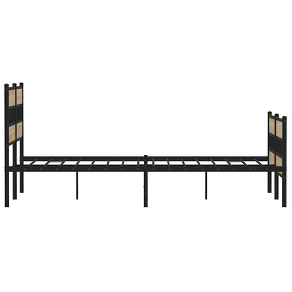 Sonoma Oak Metal Bed Frame 140x190 cm - Modern & Durable Design