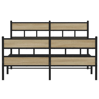 Sonoma Oak Metal Bed Frame 140x200 cm - Sturdy & Stylish Design