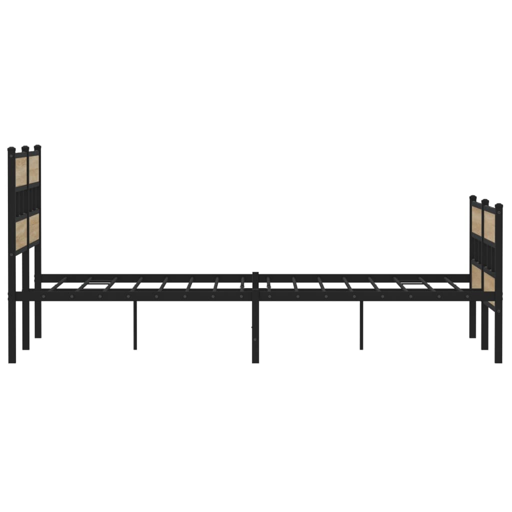 Sonoma Oak Metal Bed Frame 140x200 cm - Sturdy & Stylish Design