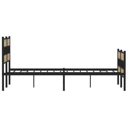 Sonoma Oak Metal Bed Frame 140x200 cm - Sturdy & Stylish Design