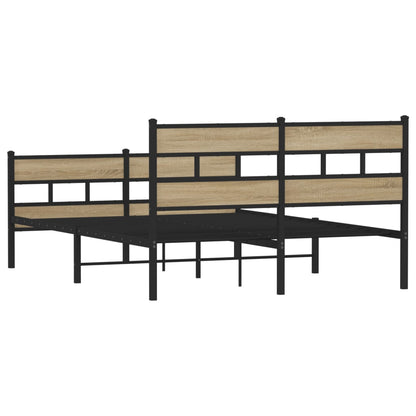 Sonoma Oak Metal Bed Frame 140x200 cm - Sturdy & Stylish Design