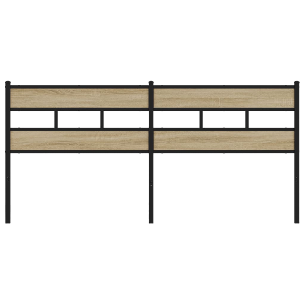 Rustic Sonoma Oak Headboard 200cm - Iron & Engineered Wood Design