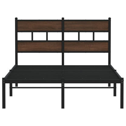 Brown Oak Bed Frame with Headboard, 120x200 cm - No Mattress Included