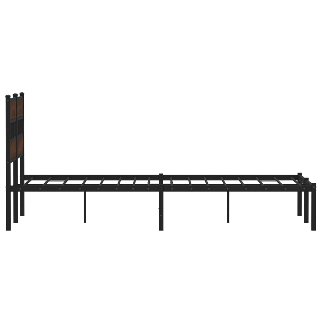 Brown Oak Bed Frame with Headboard, 120x200 cm - No Mattress Included