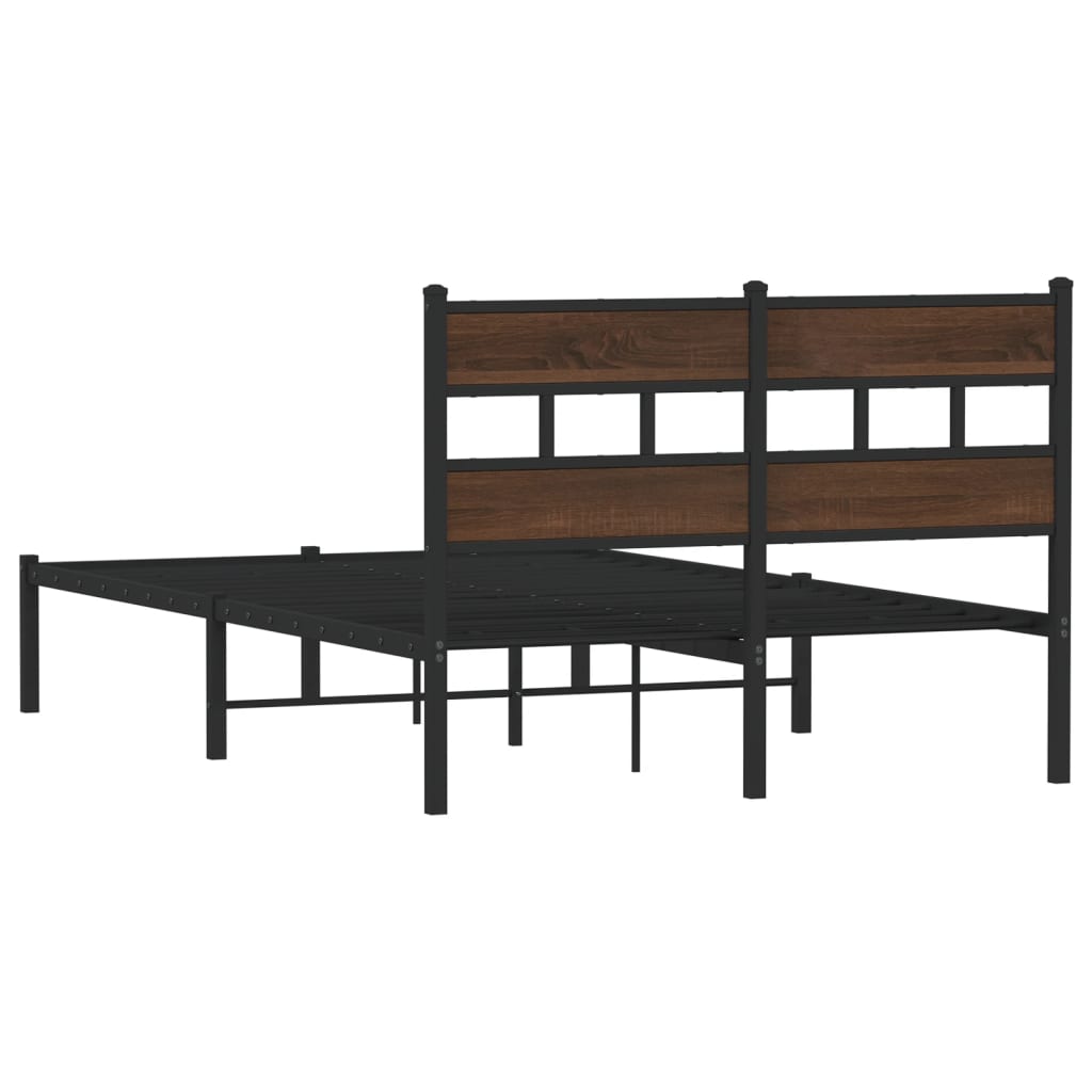 Brown Oak Bed Frame with Headboard, 120x200 cm - No Mattress Included