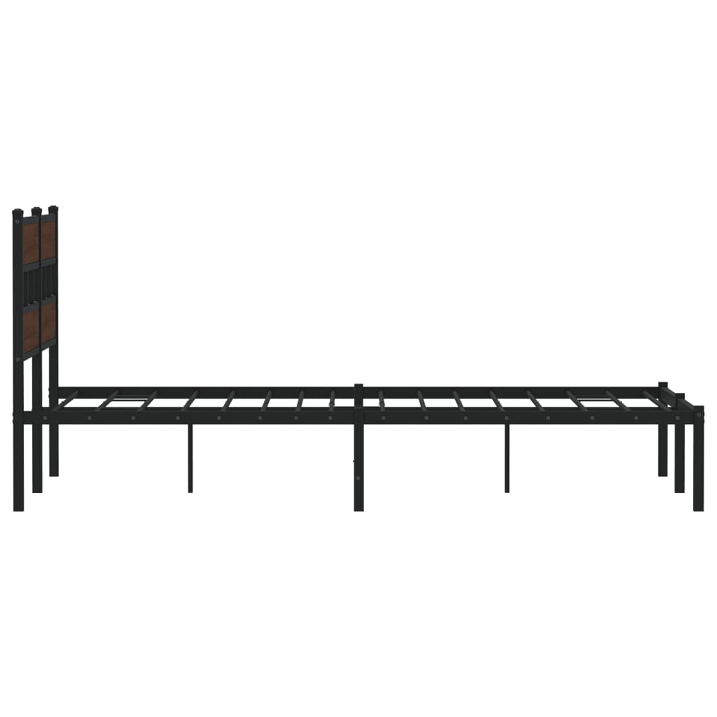 Brown Oak Bed Frame with Headboard 140x200 cm - No Mattress