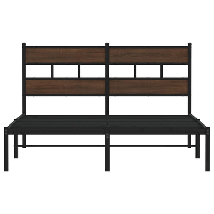 Brown Oak Bed Frame with Headboard 160x200 cm - No Mattress
