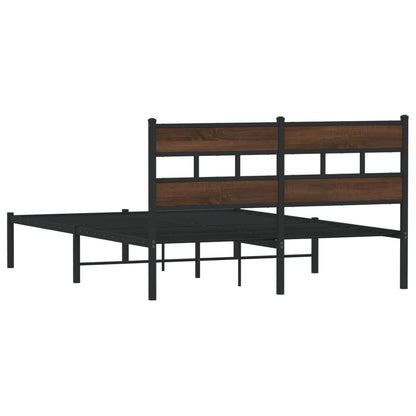 Brown Oak Bed Frame with Headboard 160x200 cm - No Mattress