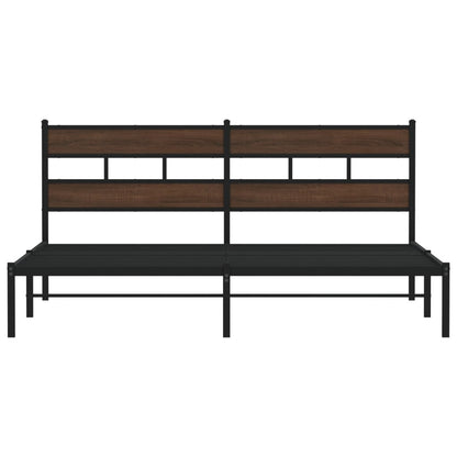 Brown Oak Bed Frame with Headboard, 183x213 cm - No Mattress