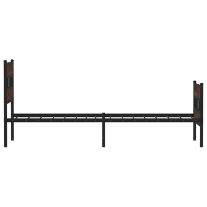 Metal Bed Frame with Headboard & Footboard, 75x190 cm, Black