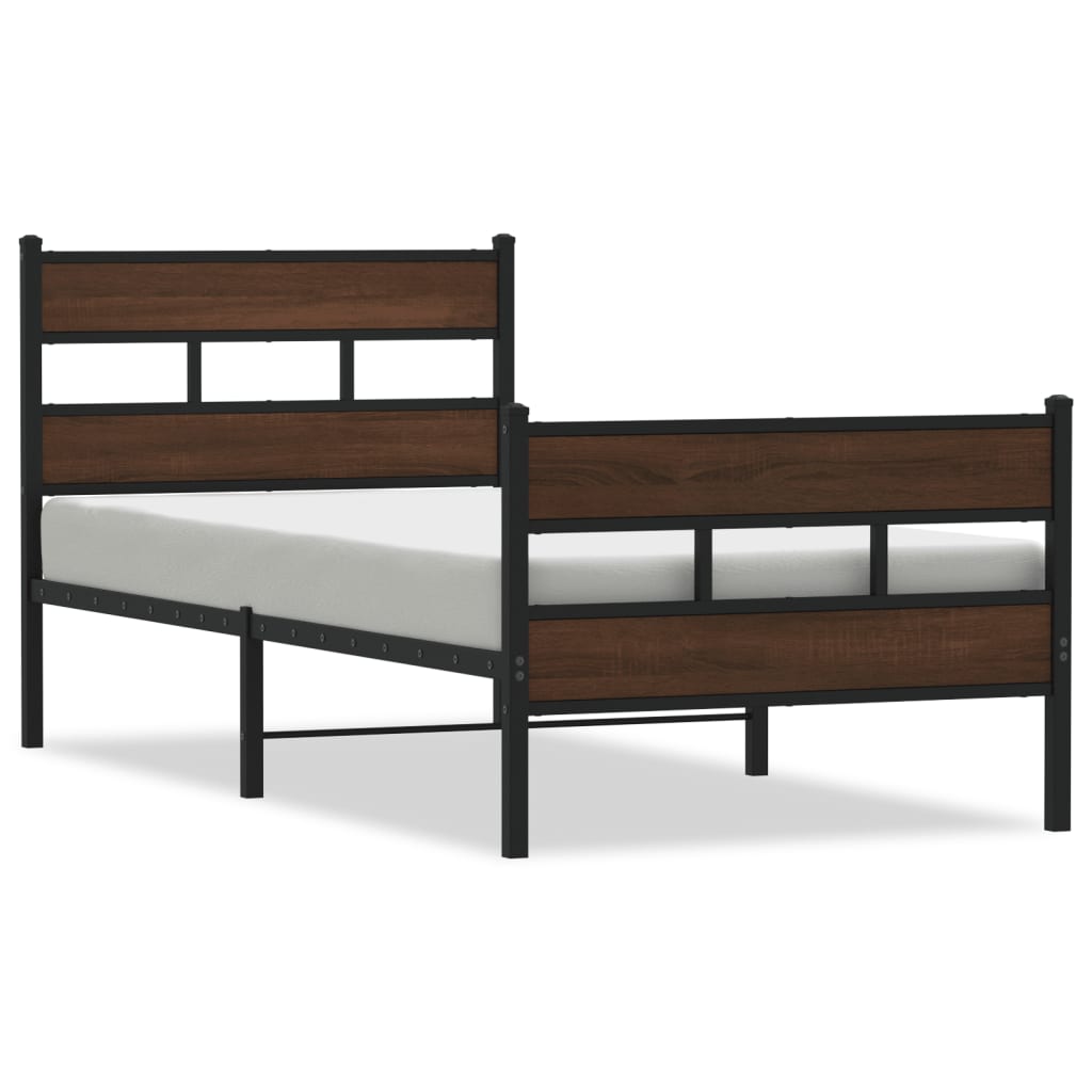 Elegant Wood Bed Frame Single 90x190 cm, Headboard & Footboard