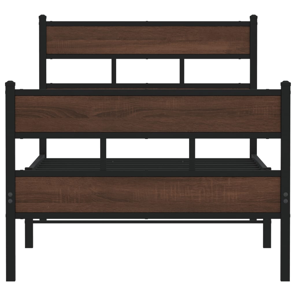 Elegant Wood Bed Frame Single 90x190 cm, Headboard & Footboard