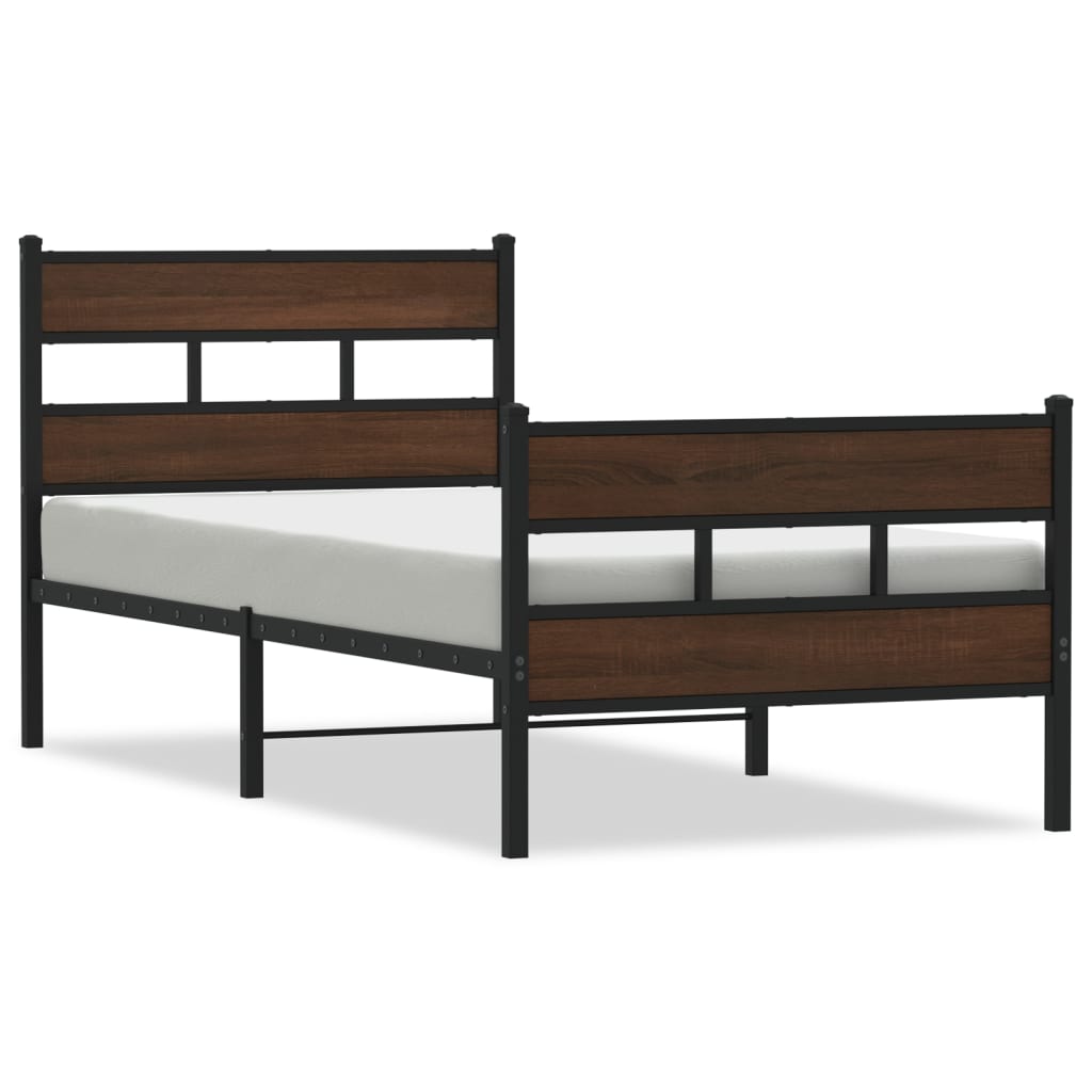 Sturdy Metal Bed Frame 100x190 cm with Headboard & Footboard