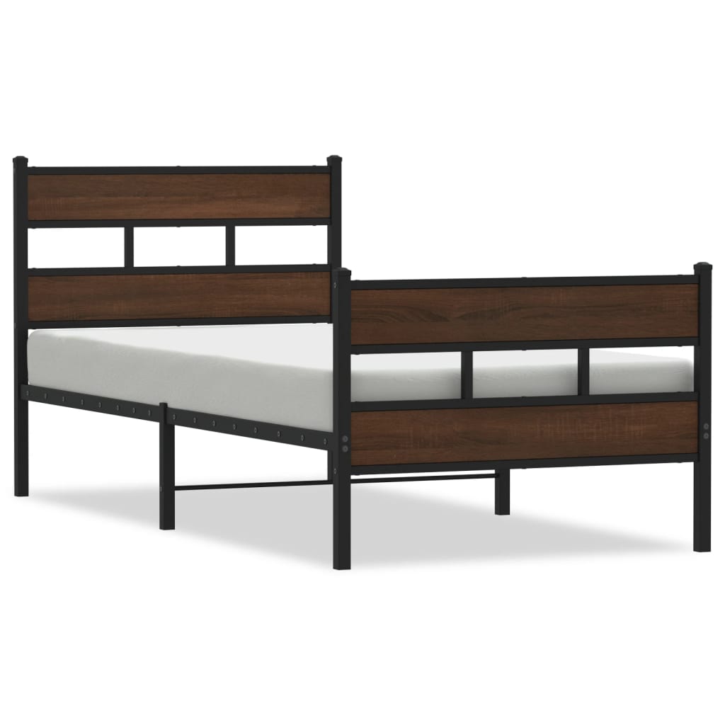 Elegant Wooden Bed Frame with Headboard & Footboard, 100x200 cm