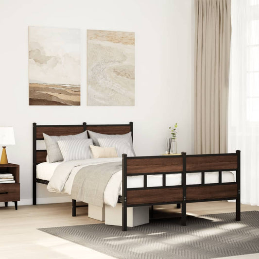 Small Double Metal Bed Frame 120x190 cm with Headboard & Footboard