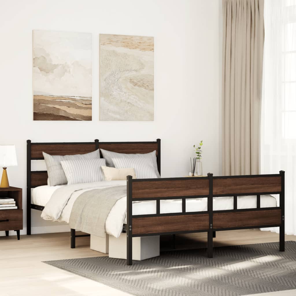 Bed Frame without Mattress with Headboard and Footboard 137x190 cm