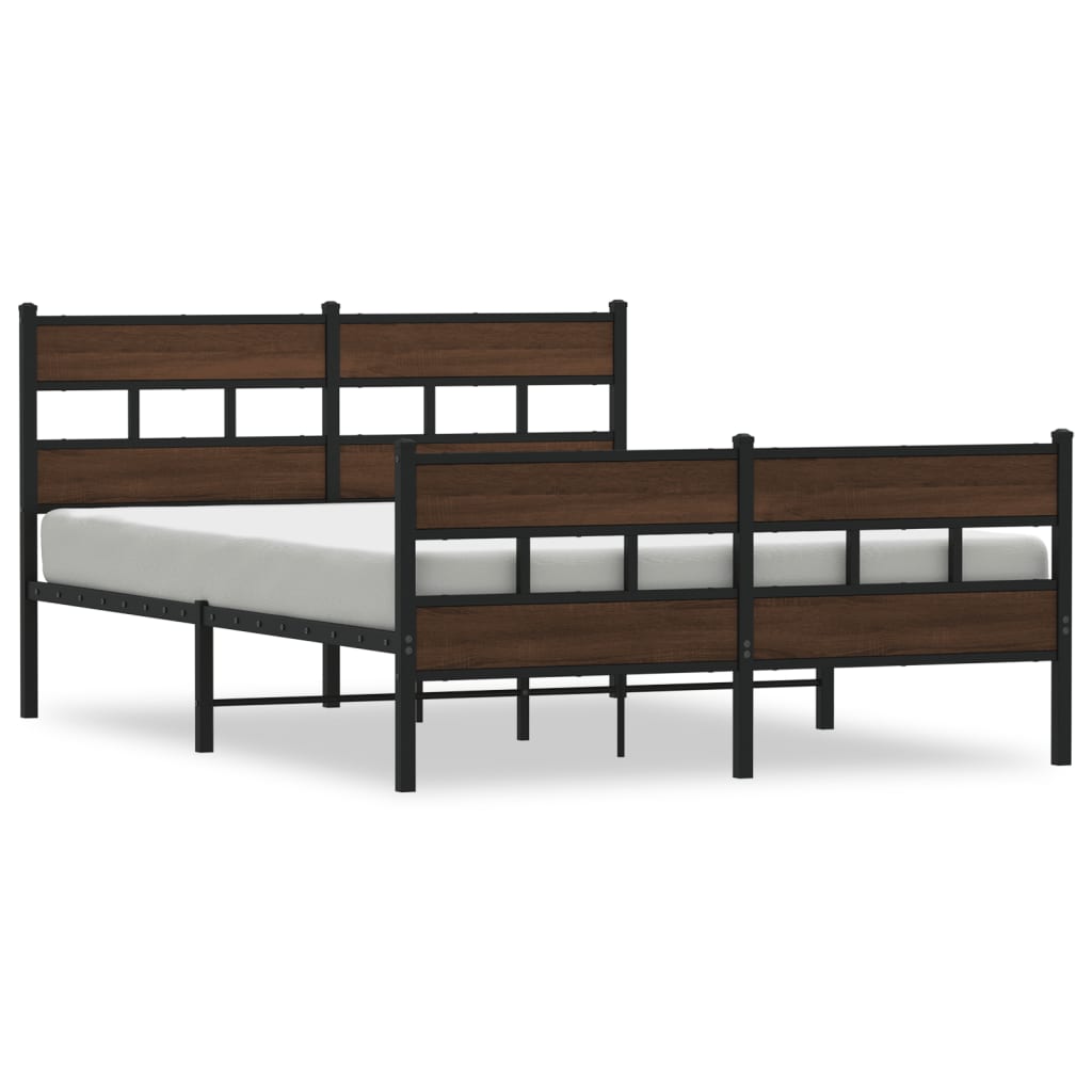 Elegant Wood Bed Frame 140x190 cm with Headboard & Footboard