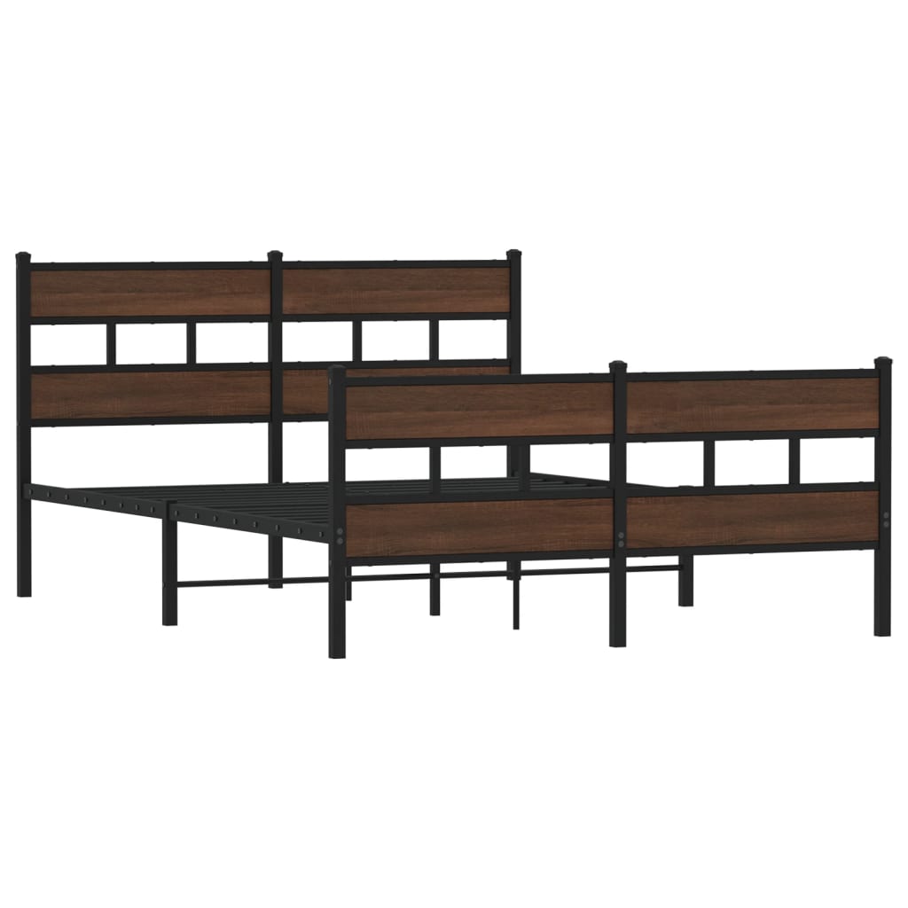 Elegant Wood Bed Frame 140x190 cm with Headboard & Footboard