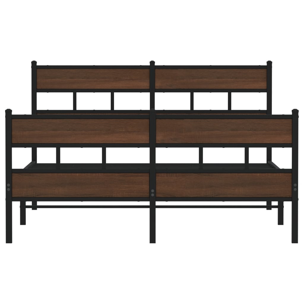 Elegant Wood Bed Frame 140x190 cm with Headboard & Footboard
