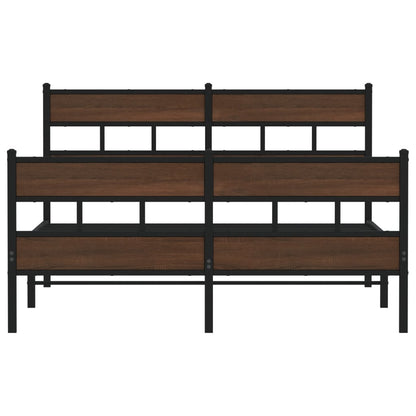 Elegant Wood Bed Frame 140x190 cm with Headboard & Footboard