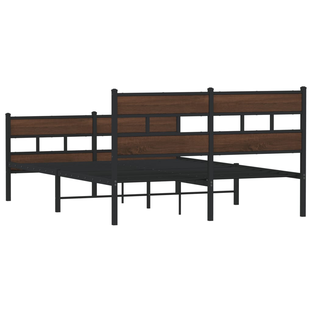 Elegant Wood Bed Frame 140x190 cm with Headboard & Footboard