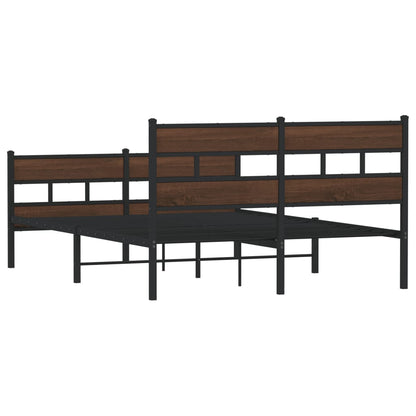 Elegant Wood Bed Frame 140x190 cm with Headboard & Footboard