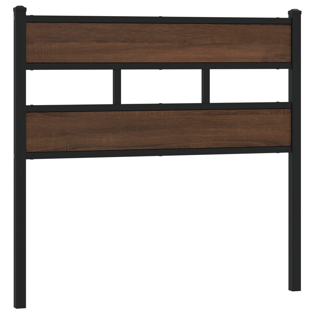 Brown Oak Headboard, 80cm, Steel & Engineered Wood Finish