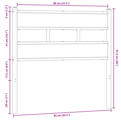 Brown Oak Headboard, 80cm, Steel & Engineered Wood Finish