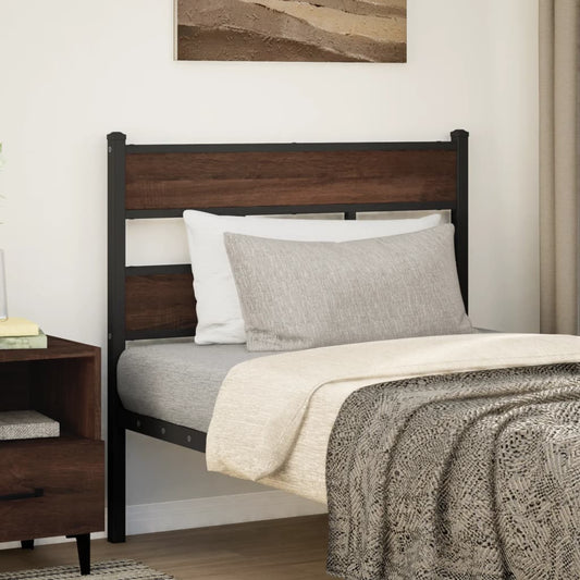 Brown Oak Headboard – 90cm Steel & Engineered Wood Design