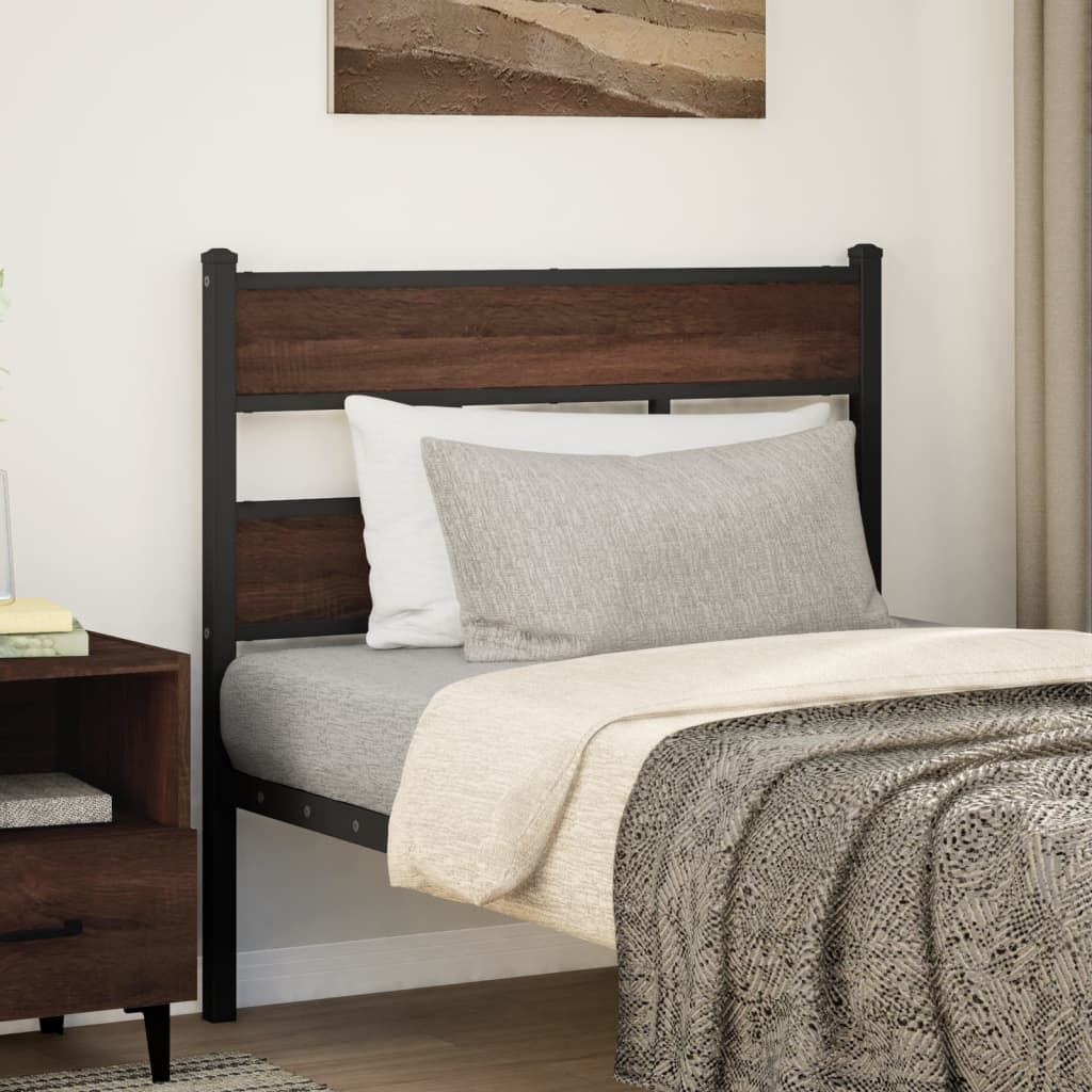 Brown Oak Headboard - 100cm Steel & Engineered Wood