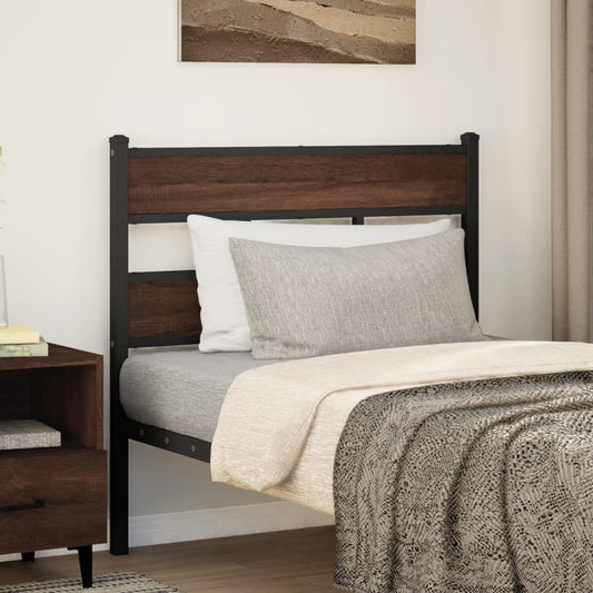 Brown Oak Headboard - 100cm Steel & Engineered Wood