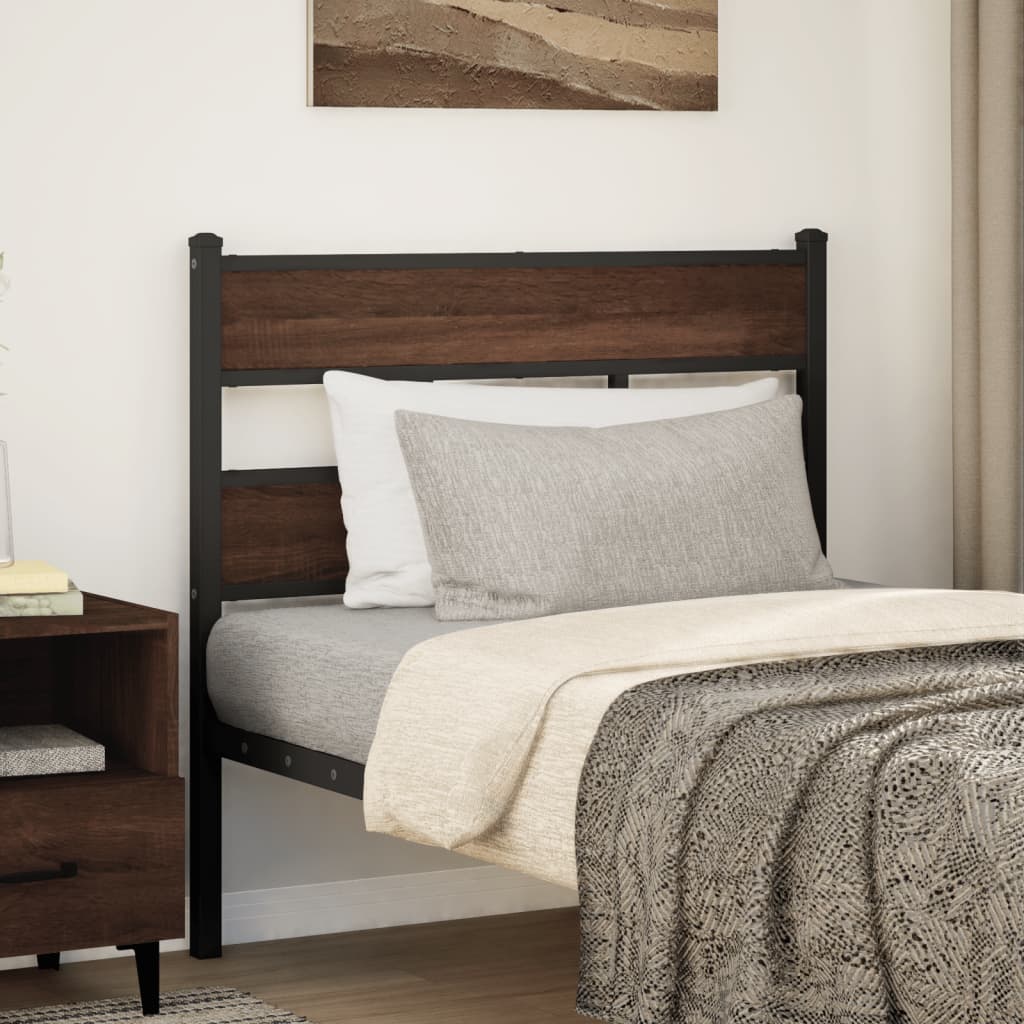 Brown Oak Headboard, 107 cm, Steel & Engineered Wood