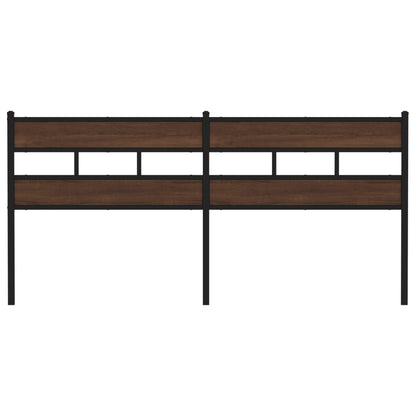 Brown Oak Headboard, 200 cm, Steel & Engineered Wood Design