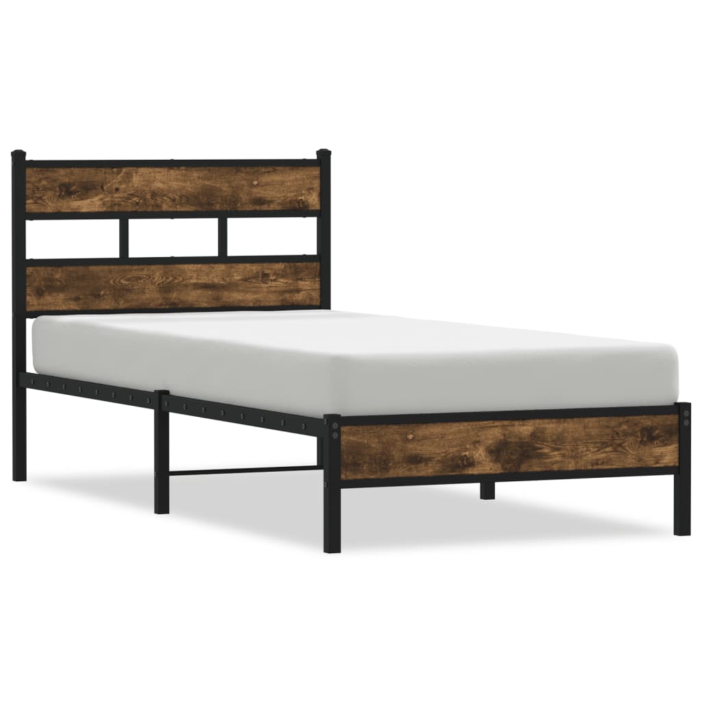 Single Bed Frame with Headboard Sonoma Oak 90x190 cm, No Mattress