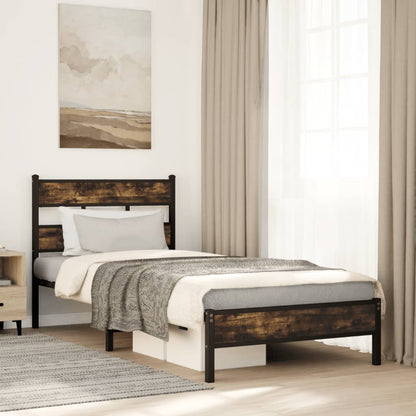 Sonoma Oak Bed Frame with Headboard - 107x203 cm, No Mattress