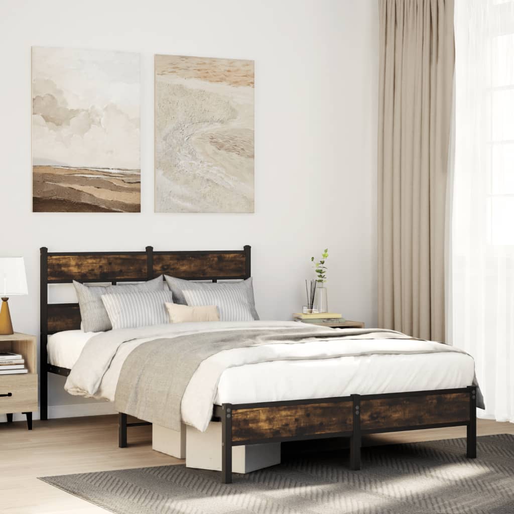 Sonoma Oak Small Double Bed Frame with Headboard 120x190 cm