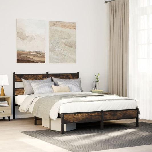 Sonoma Oak Bed Frame with Headboard 137x190 cm - No Mattress