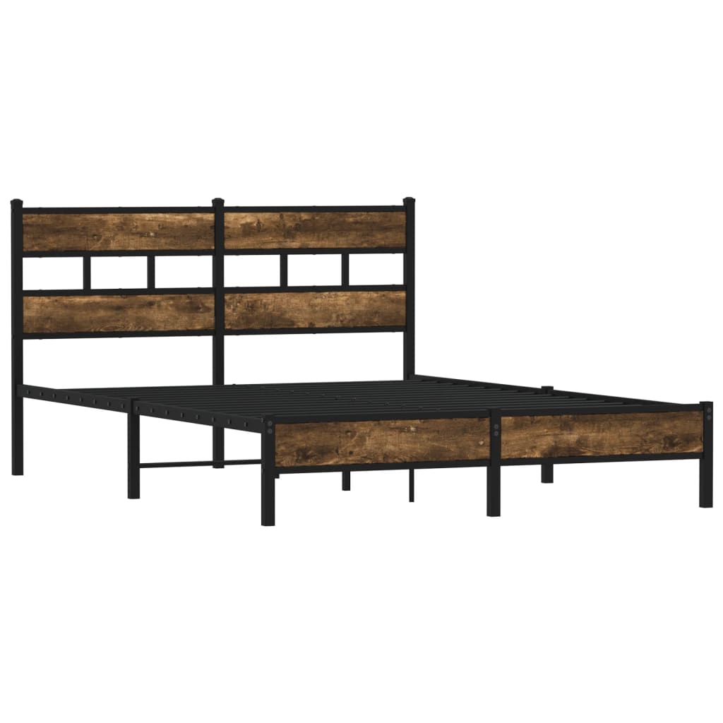 Sonoma Oak Bed Frame 140x190 cm with Headboard - No Mattress