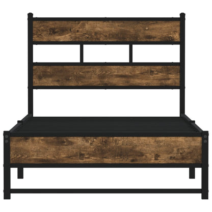 Metal Bed Frame without Mattress Smoked Oak 75x190 cm Small Single