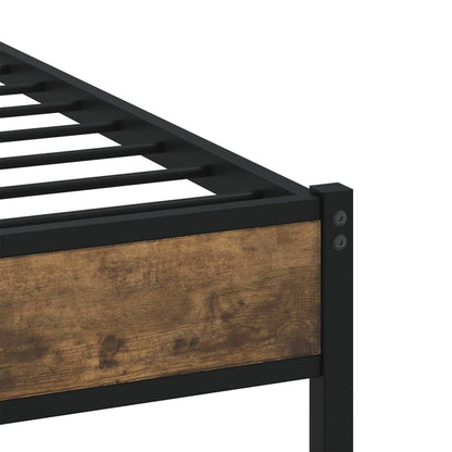 Metal Bed Frame without Mattress Smoked Oak 75x190 cm Small Single