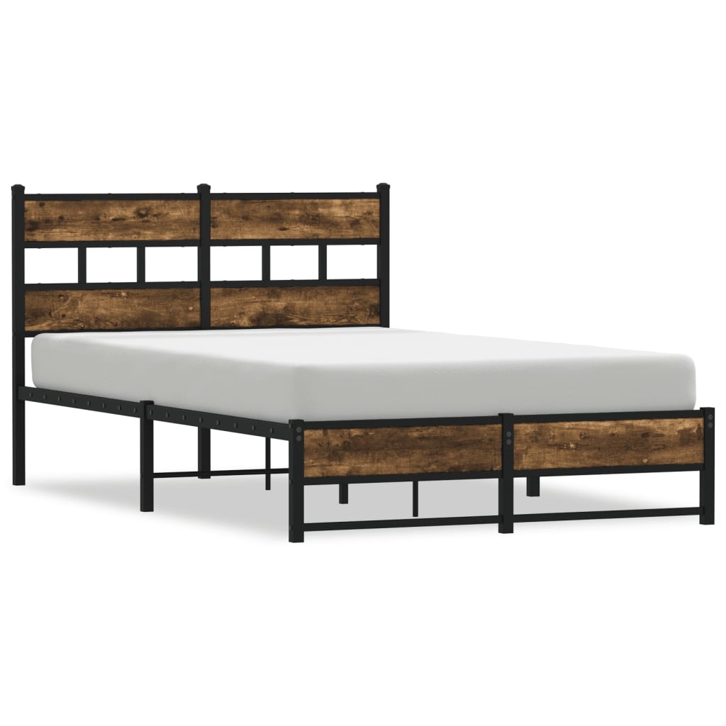 Smoked Oak Metal Bed Frame (120x200 cm) - Sturdy & Stylish