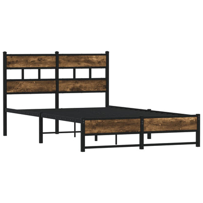 Smoked Oak Metal Bed Frame (120x200 cm) - Sturdy & Stylish