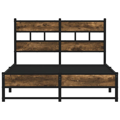 Smoked Oak Metal Bed Frame (120x200 cm) - Sturdy & Stylish