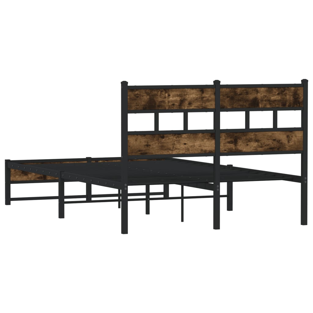 Smoked Oak Metal Bed Frame (120x200 cm) - Sturdy & Stylish